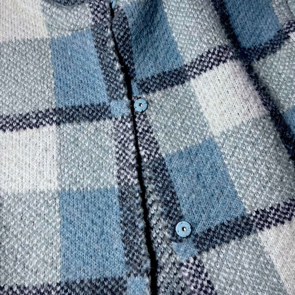 Joa Knit sweater coat size medium over size blue plaid - Picture 5 of 6